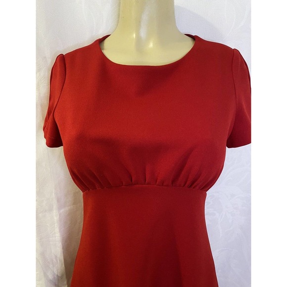 Sandro Ferrone Dress Red A line Flare Round Neck Short Sleeve Knee Lengt… - Picture 5 of 7